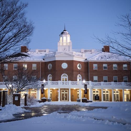 Casey Academic Center in the snow